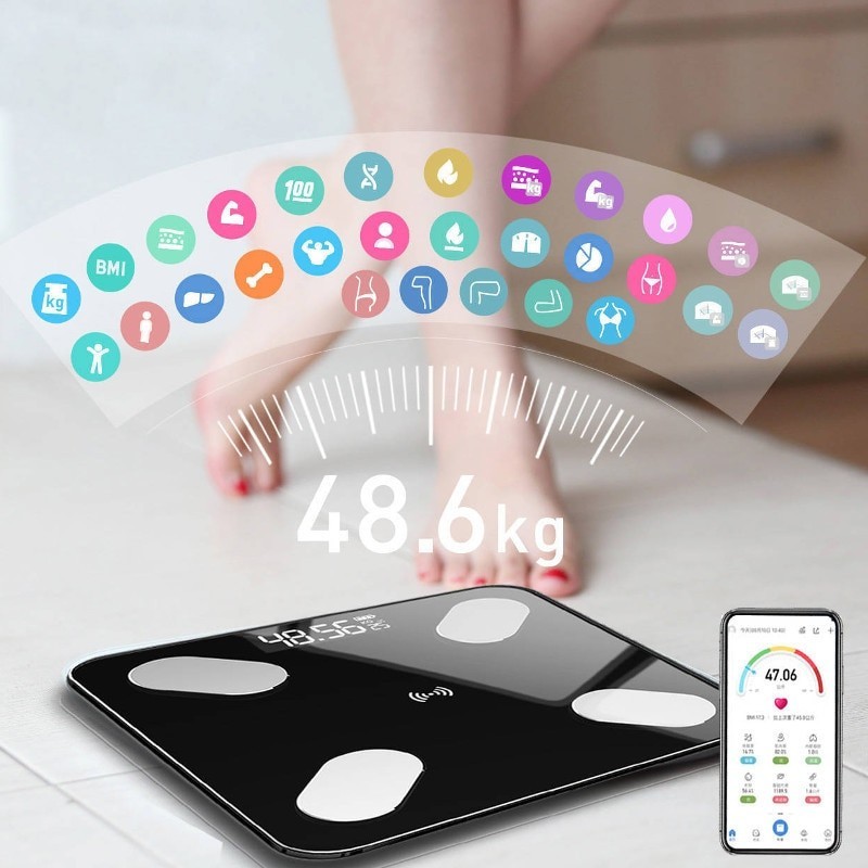 Salle de Bain poids balance numérique SMART Graisse Corporelle BMI Bluetooth pesant App Sync 
